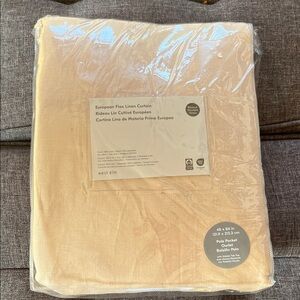 West Elm Cream Flax Linen Blackout Curtain 48x 84 inches New With Tags